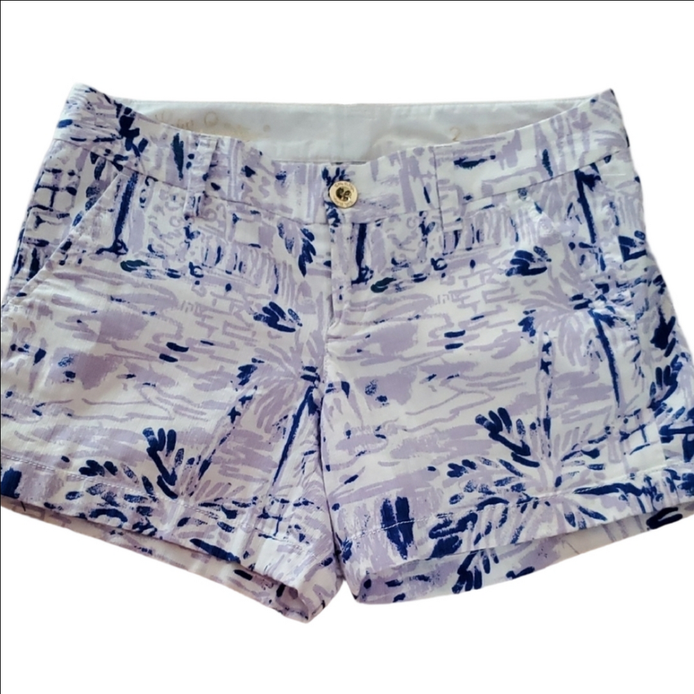 Lilly Pulitzer Callahan Shorts Size 2 5" Inseam Purple, Lilac & White Print NWOT